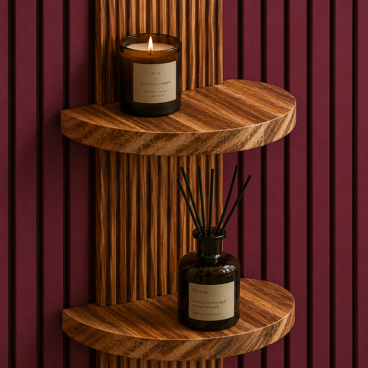 DEVULE™ ArchedAura Wooden Wall Shelf