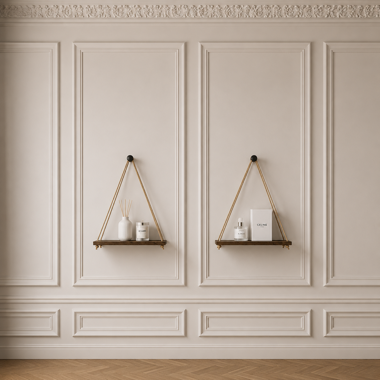 DEVULE™ HavenRope Wooden Hanging Shelf