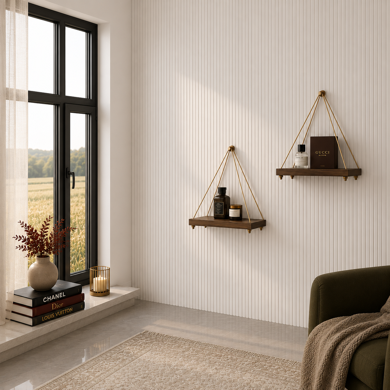 DEVULE™ HavenRope Wooden Hanging Shelf