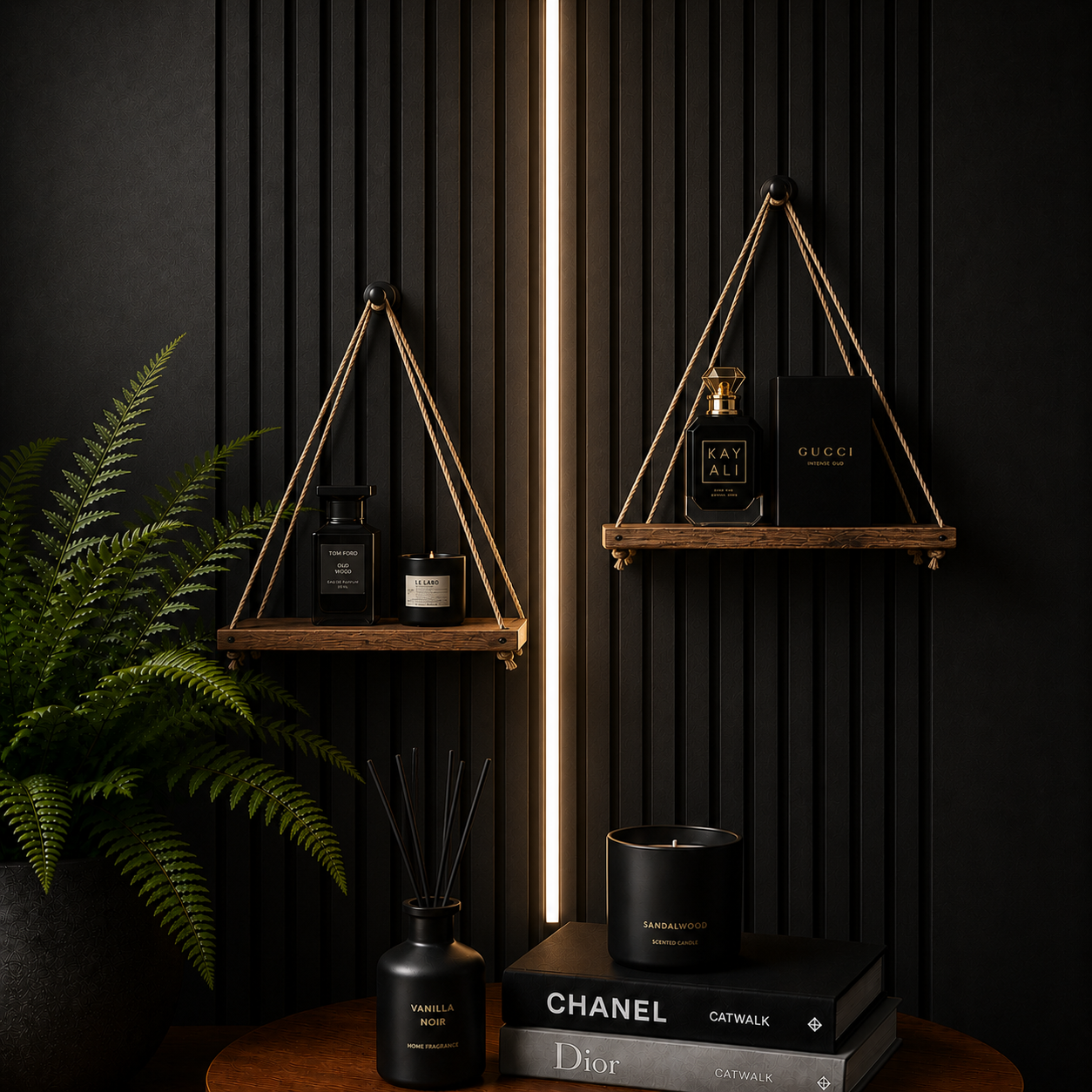 DEVULE™ HavenRope Wooden Hanging Shelf
