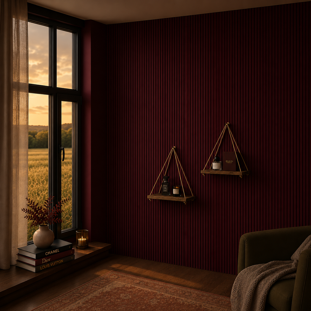 DEVULE™ HavenRope Wooden Hanging Shelf