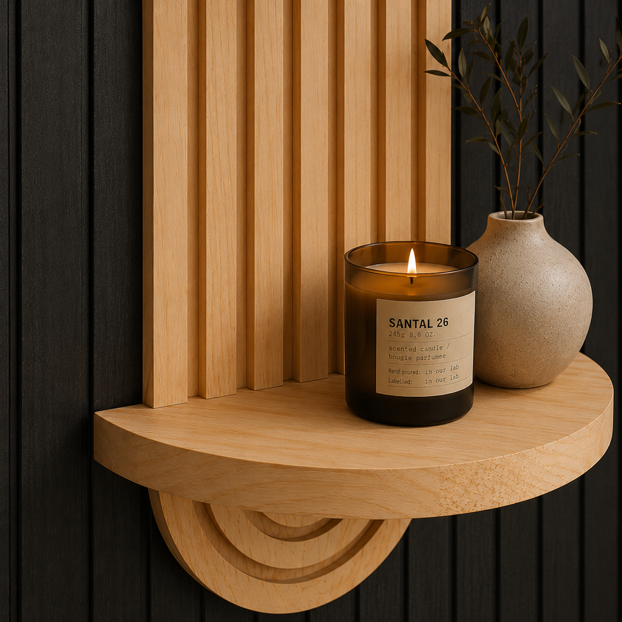 DEVULE™ ArchedAura Wooden Wall Shelf